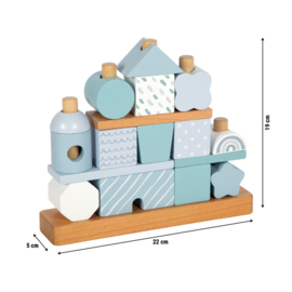 Small Foot Stapelhuisje Pastel Blauw met of zonder Geboortegegevens