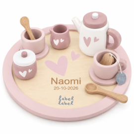 Label Label houten Theeservies evt. Naam & Geboortedatum