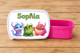 Broodtrommel Monsters div. kleuren met Naam