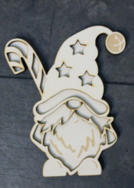 Vulvorm Gnome met Kerststok 12 cm