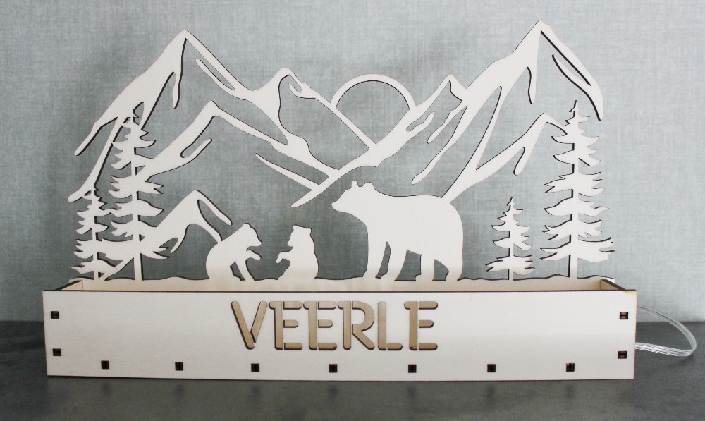 Houten Schaduwlamp Beer met Naam