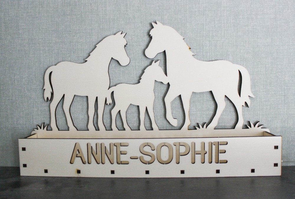Houten Schaduwlamp Paard met Naam