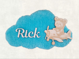 Tufting Art Wolk Blauw Vliegtuig met naam