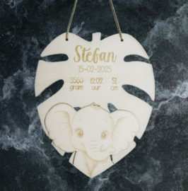 Houten Geboortebord Olifant