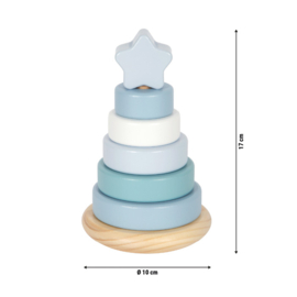 Small Foot Tuimelringpiramide Pastel Blauw met of zonder geboortegegevens