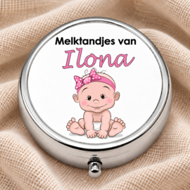 Verzilverd Tandendoosje Baby Girl met Naam