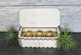 Houten Giftbox Ferrero Rocher met 3 persoonlijke woorden