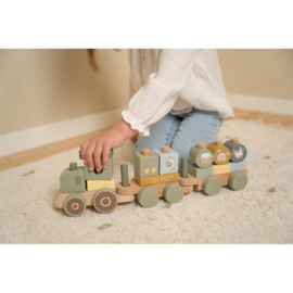 Little Dutch houten Blokkentrein Tractor met of zonder geboortegegevens