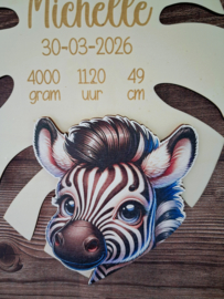 Houten Geboortebord Zebra