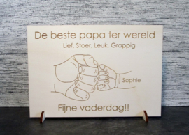 Houten Bord Beste papa ter wereld