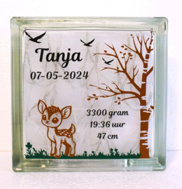 Glazen geboorteblok Hertje met verlichting