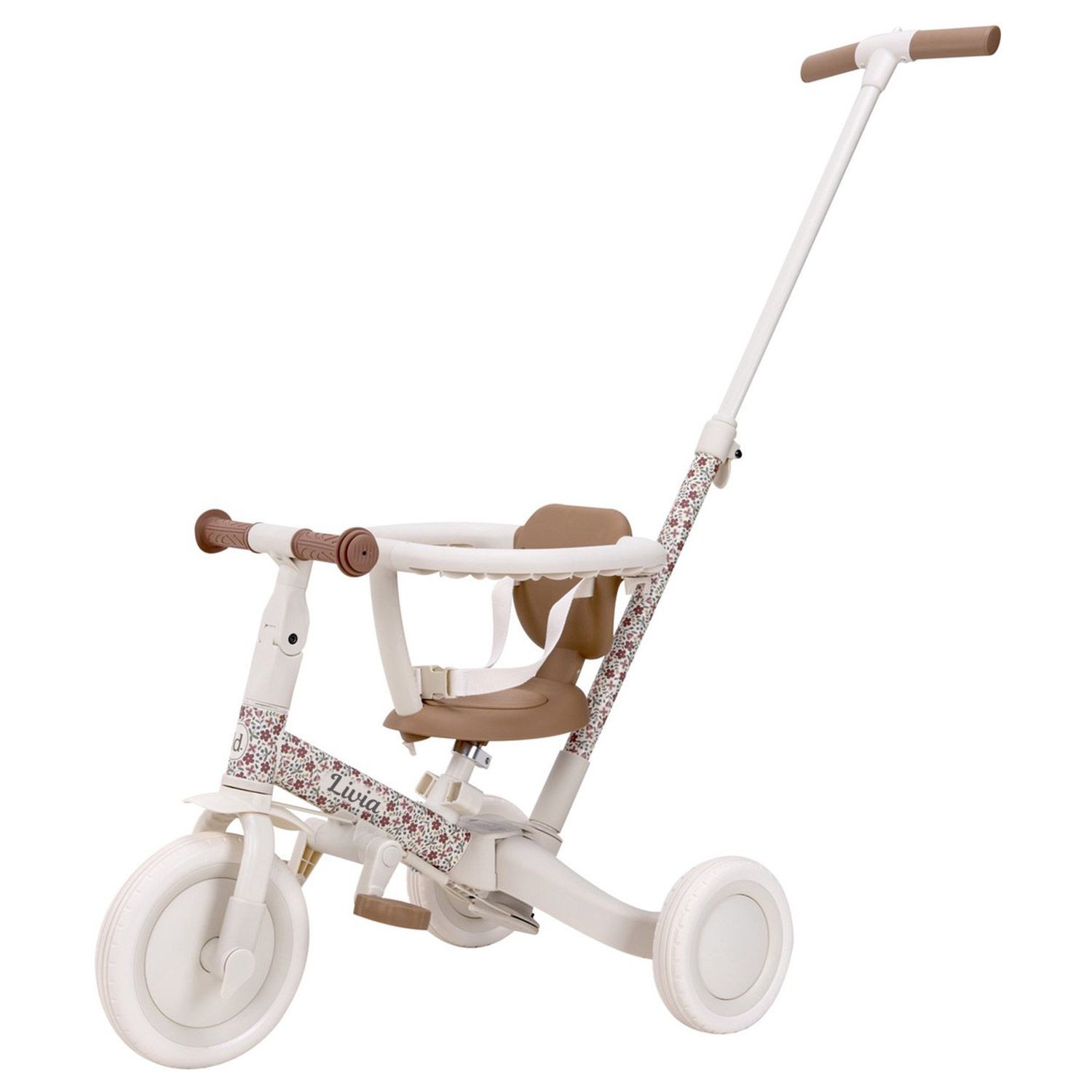 Little Dutch 4 in 1 Driewieler met Duwstang Sunny Flower + GRATIS Naam