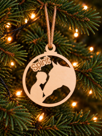 Houten ornament kerstbal Paard - Ruiter met naam