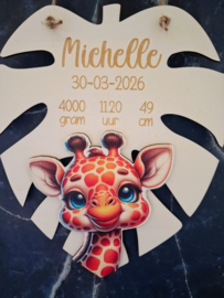 Houten Geboortebord Giraf