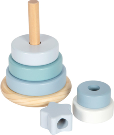 Small Foot Tuimelringpiramide Pastel Blauw met of zonder geboortegegevens