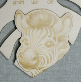 Houten Geboortebord Zebra