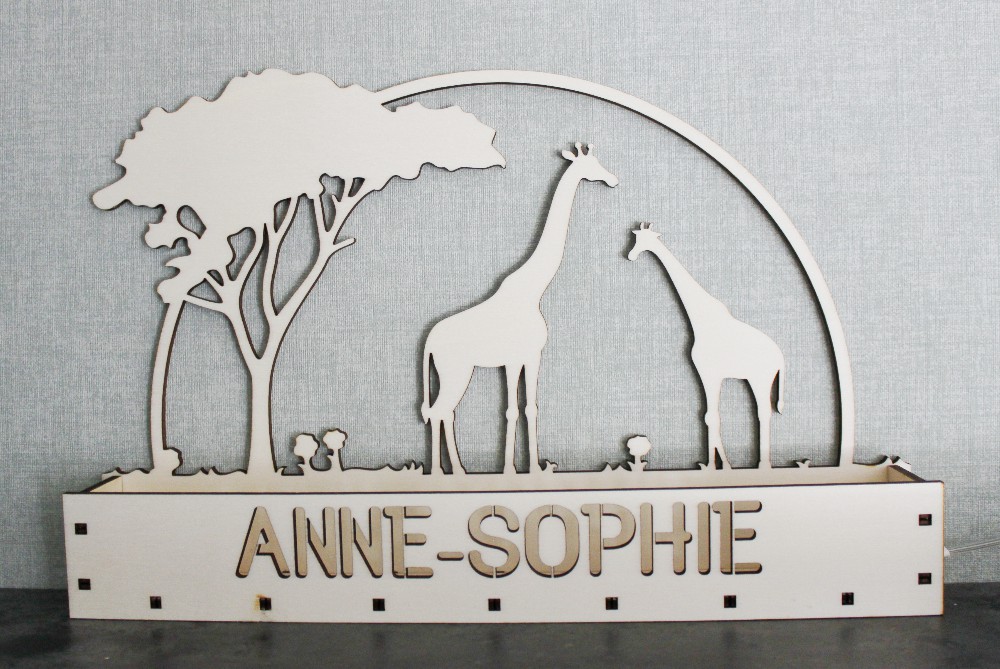 Houten Schaduwlamp Giraf met Naam