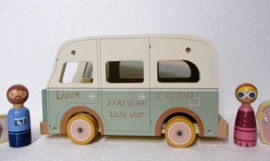 Little Dutch houten Vintage Camper met of zonder naam / geboortegegevens