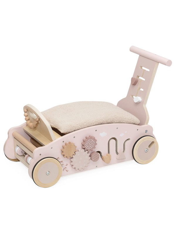 Label Label 3 in 1 Activiteiten Loopwagen Roze met of zonder Naam