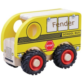 Houten Schoolbus met of zonder naam & geboortedatum