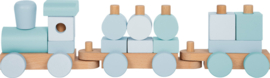 Small Foot houten Blokkentrein Pastel Blauw met of zonder geboortegegevens