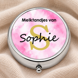 Verzilverd Tandendoosje Roze met Naam