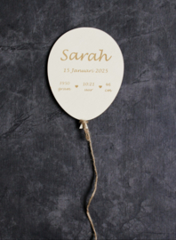 Houten Ballon met Naam & Geboortegegevens