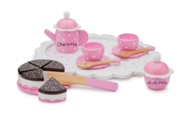New Classic Toys Houten Theeservies Roze met of zonder Naam & Geboortedatum