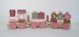 Little Dutch houten Blokkentrein Roze met of zonder geboortegegevens