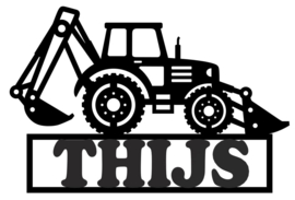 Houten Tractor-Shovel met naam
