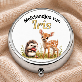 Verzilverd Tandendoosje Hertje - Egel met Naam