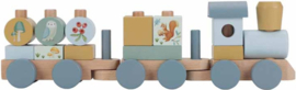 Little Dutch houten Blokkentrein Blauw met of zonder geboortegegevens