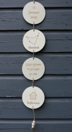 Houten Geboorteladder met Foto van de kleine Spruit