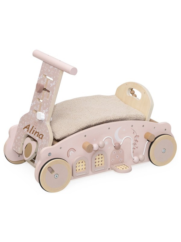 Label Label 3 in 1 Activiteiten Loopwagen Roze met of zonder Naam