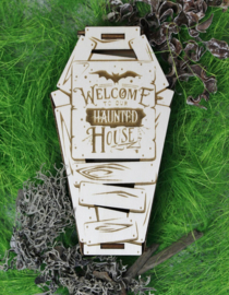 Houten Doodskistje Haunted House gevuld met GRATIS GRIEZELSNOEP