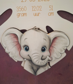Houten Geboortebord Olifant