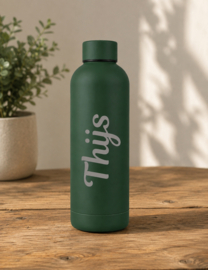 Drinkfles Rvs Mosgroen 500 ml met naam