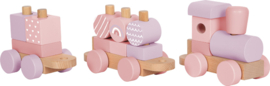 Small Foot houten Blokkentrein Roze met of zonder geboortegegevens