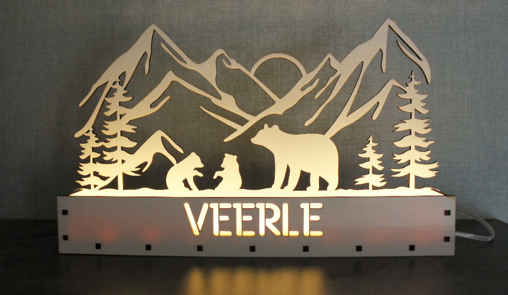 Houten Schaduwlamp Beer met Naam