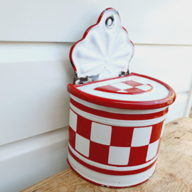 Rood/Witte emaille zoutpot