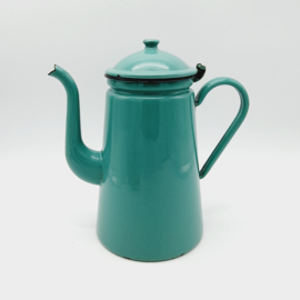 Grote, groene, emaille koffiepot 28 cm