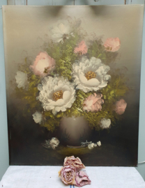 Schilderij met bloemen in pasteltinten