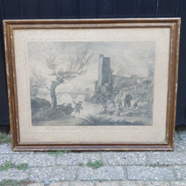 Oude gravure van Vernet uit de 18 e eeuw