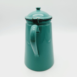 Grote, groene, emaille koffiepot 28 cm