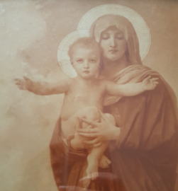 Afbeelding Maria en kind in oude lijst