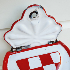 Rood/Witte emaille zoutpot