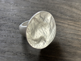 zilver kleurige ring met platte schijf