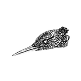 Tinnen speldje/pin  IJsvogel hoofd (nieuw)