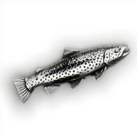 Tinnen speldje/pin Zalm Forel