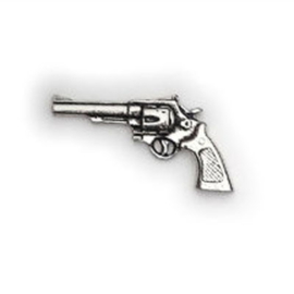 Tinnen speldje/pin  Antiek revolver